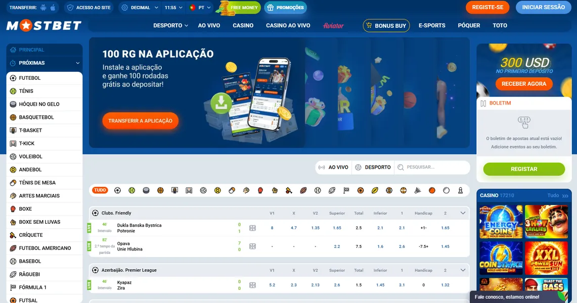 Primeiros passos com a Mostbet app