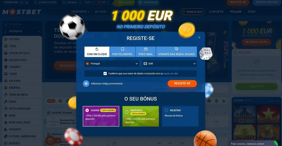 Como se registar na plataforma Mostbet